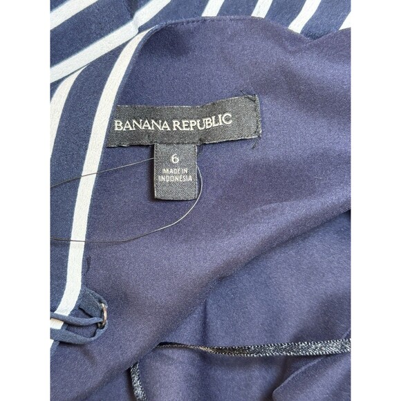 Banana Republic Strappy Handkerchief Hem Dress Midi Blue Stripe 6 - Picture 9 of 10
